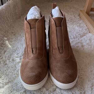 Paolo Brown Perforated Suede Ankle Booties with White Sole